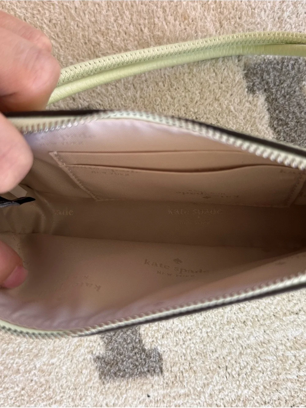 kate spade Pebbled Leather Crossbody Bag in Pale Green